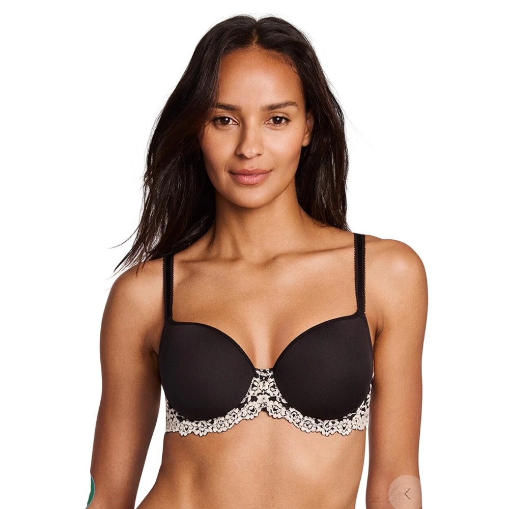 Wacoal Embrace Lace Contour Bra 75891 Black Cream Underwire 34B
